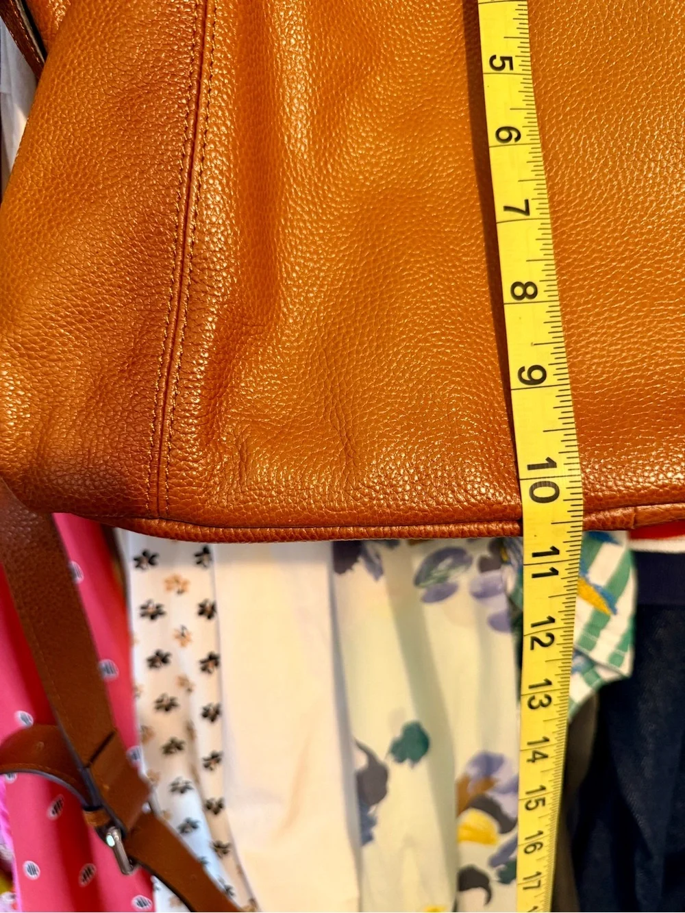 100% Leather Carry All Tote Purse | Cognac | Crossbody Strap | Work Laptop Bag